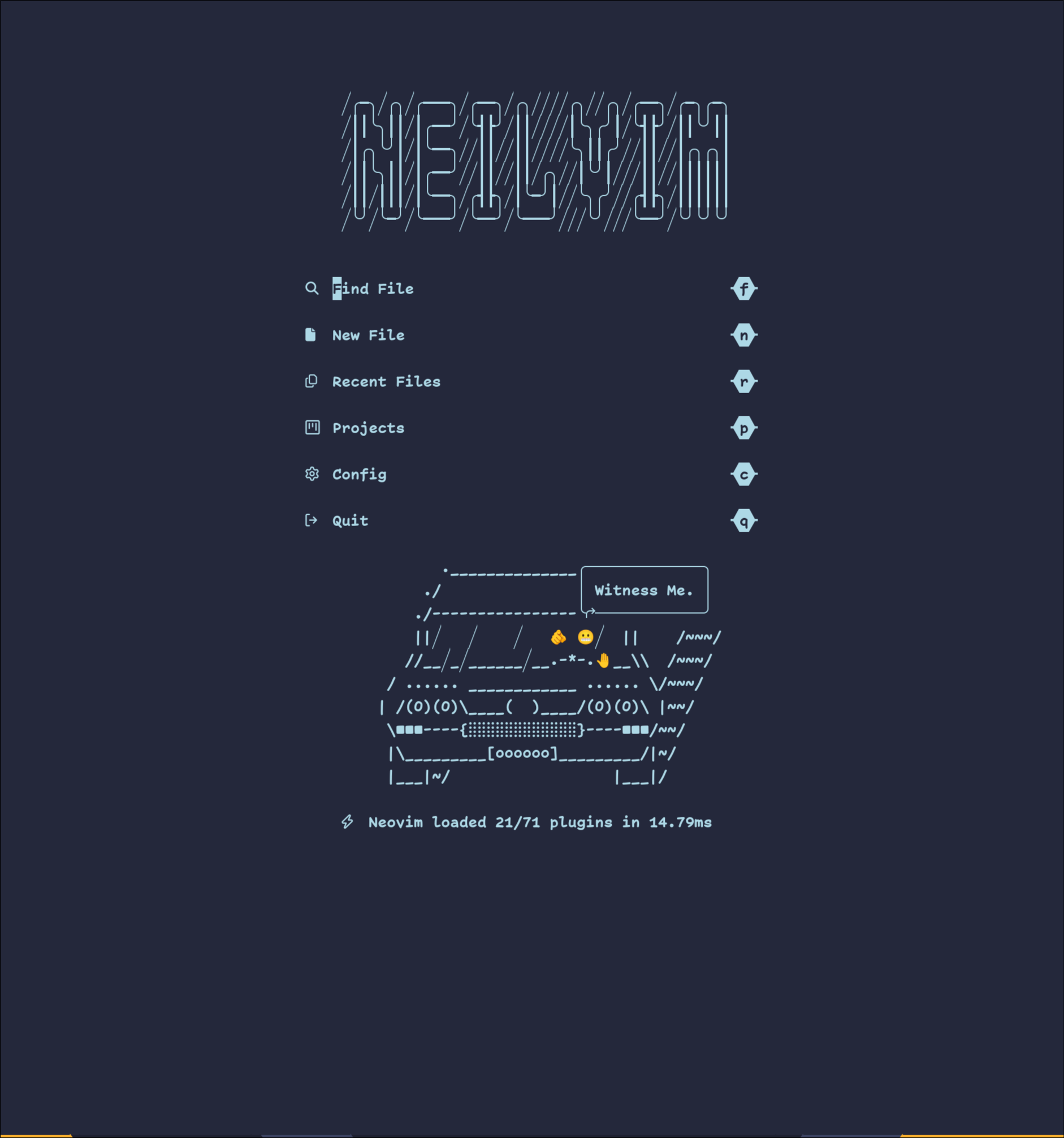 Neovim welcome screen with ASCII art